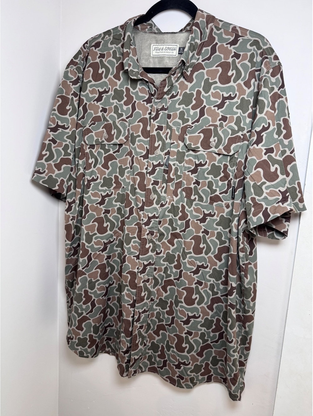 Field & Stream Men's Green Duck Camouflage Button-Up Shirt XL